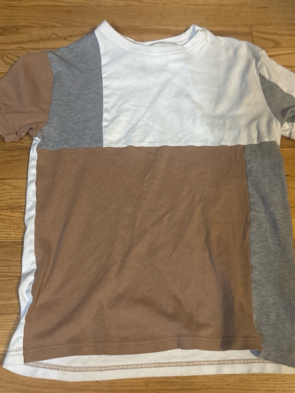 Men's Colorblock Short Sleeve Tee - White, Gray & Brown
